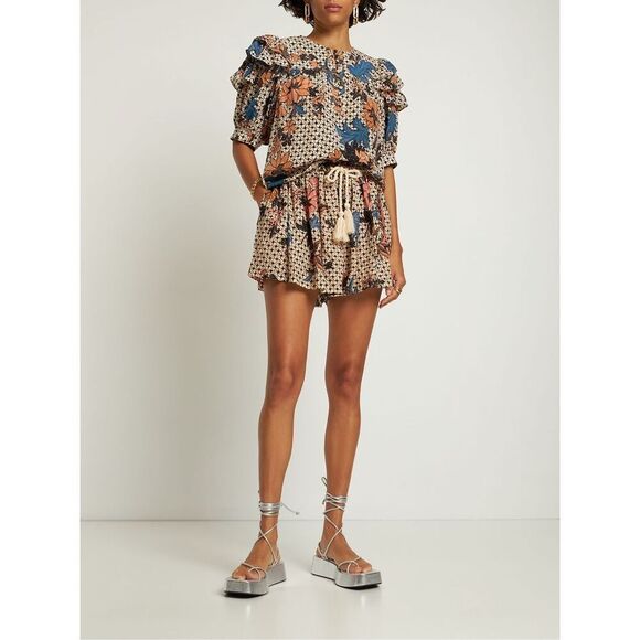 Ulla Johnson Bijou Printed Cotton Viscose Shorts Size Small